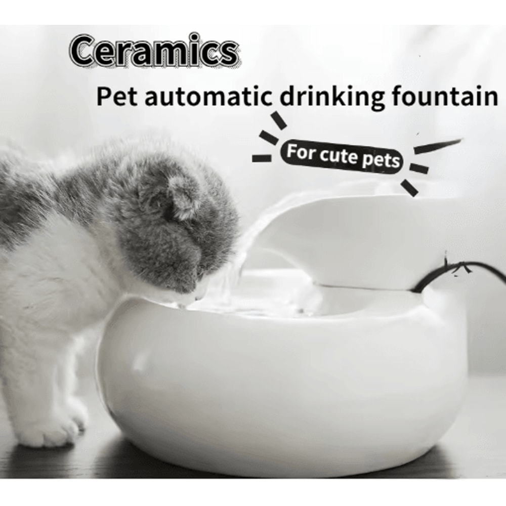 Ceramic Automatic Cat Water Fountain Leaf Design Circulating Filter Water Dispenser 0