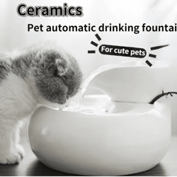 ceramic automatic cat water fountain leaf design circulating filter water dispenser