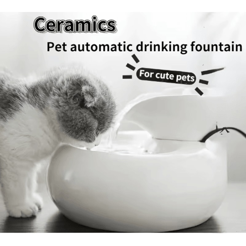 Ceramic Automatic Cat Water Fountain Leaf Design Circulating Filter Water Dispenser 0