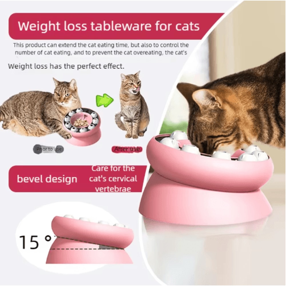 Multifunctional Puzzle Slow Feeder Cat Bowl Interactive Food Dispensing Toy For Cats 4