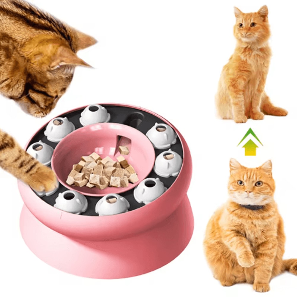 Multifunctional Puzzle Slow Feeder Cat Bowl Interactive Food Dispensing Toy For Cats 0