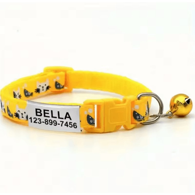 Personalized Cat Collar With Bell Custom Engraved Name Tag Collar For Cats Kittens 1