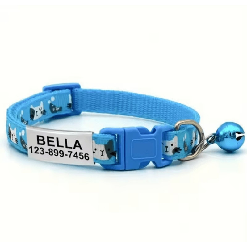 Personalized Cat Collar With Bell Custom Engraved Name Tag Collar For Cats Kittens 2