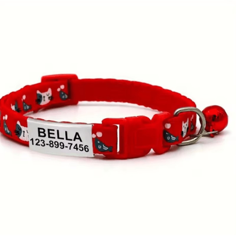 Personalized Cat Collar With Bell Custom Engraved Name Tag Collar For Cats Kittens 3