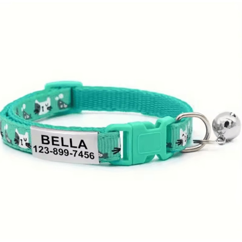 Personalized Cat Collar With Bell Custom Engraved Name Tag Collar For Cats Kittens 4