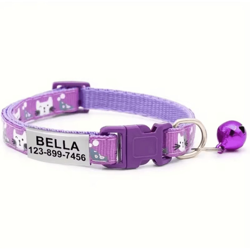 Personalized Cat Collar With Bell Custom Engraved Name Tag Collar For Cats Kittens 5