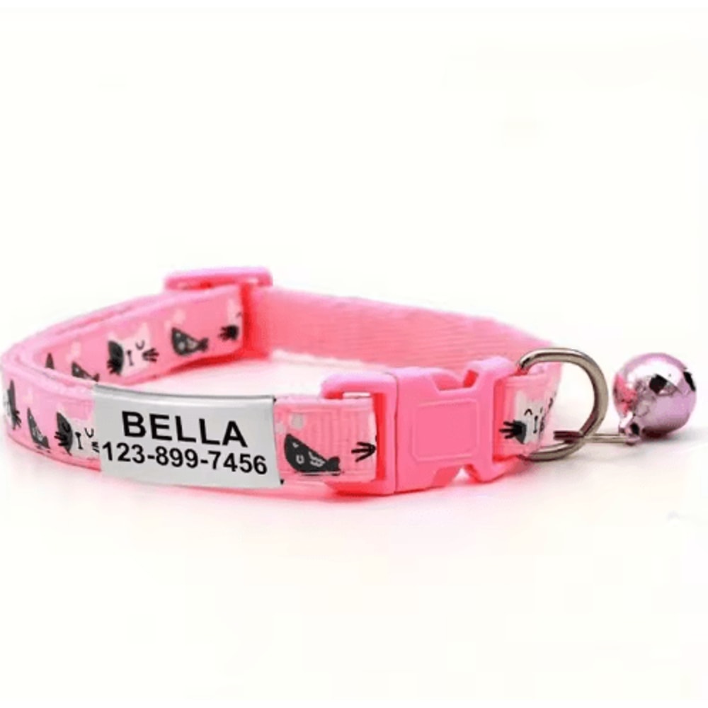 Personalized Cat Collar With Bell Custom Engraved Name Tag Collar For Cats Kittens 6