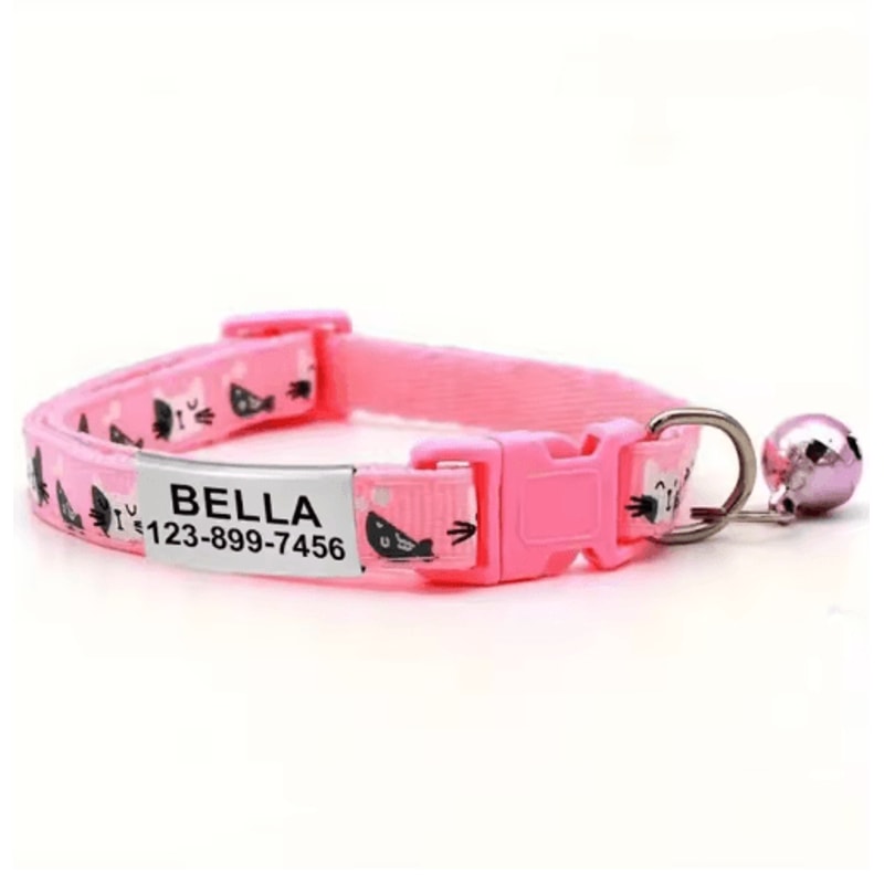 Personalized Cat Collar With Bell Custom Engraved Name Tag Collar For Cats Kittens 11