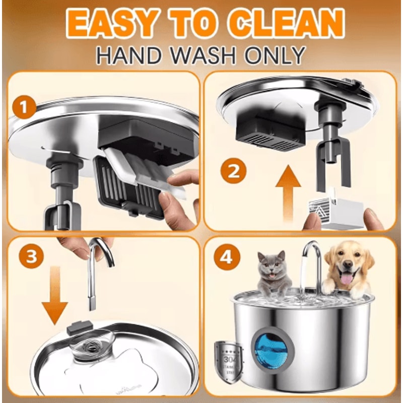 Stainless Steel Automatic Cat Water Fountain Cat Water Fountain With Filter For Cats Dogs 15
