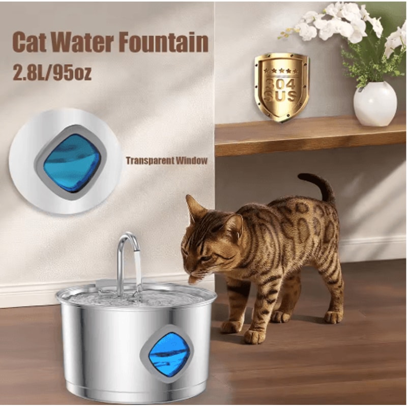 Stainless Steel Automatic Cat Water Fountain Cat Water Fountain With Filter For Cats Dogs 16