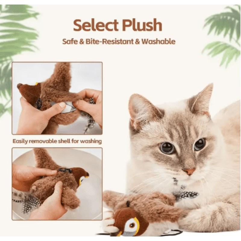 Rechargeable Interactive Flapping Bird Cat Toy Interactive Cat Toy With Chirping Sounds Catnip Poc 2