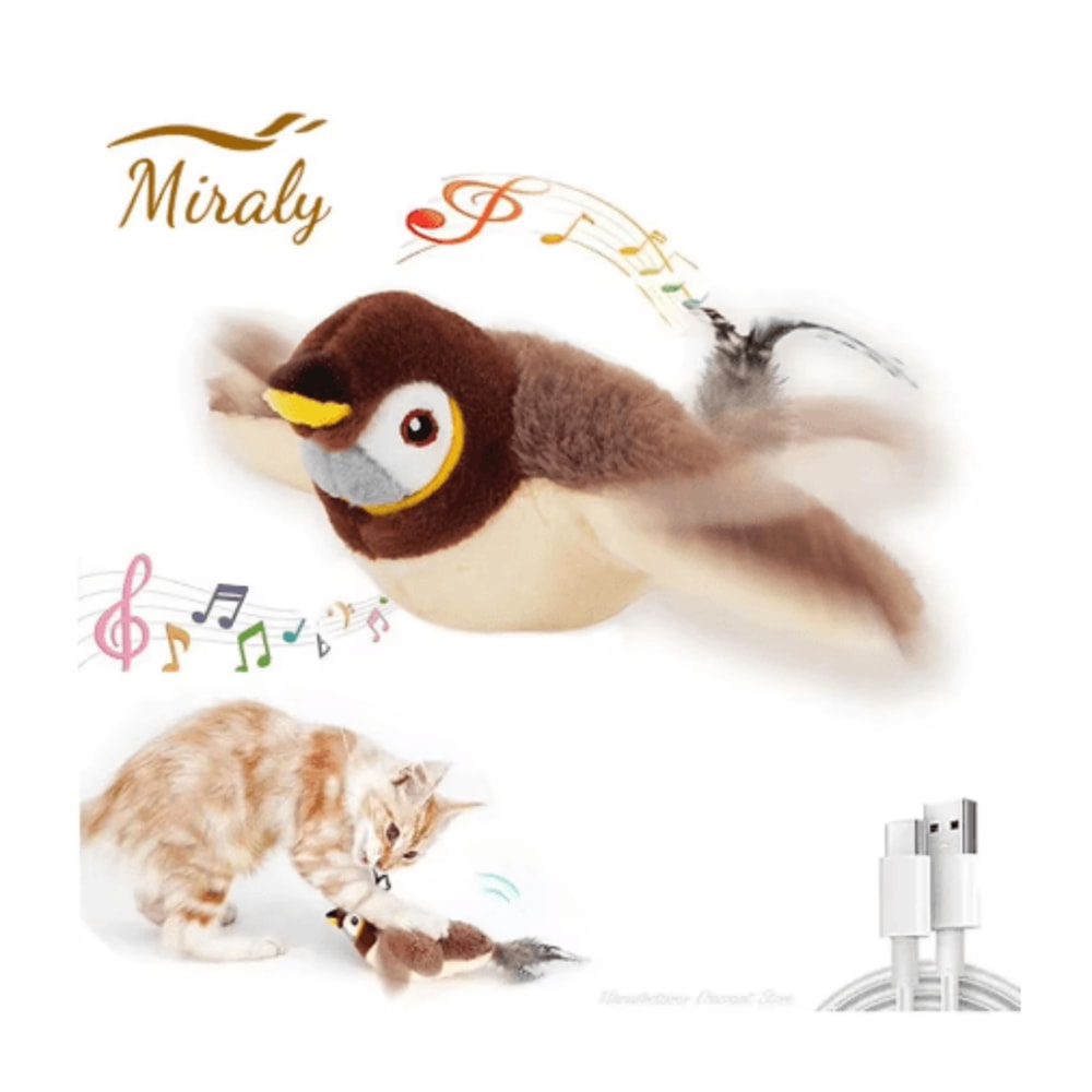 Rechargeable Interactive Flapping Bird Cat Toy Interactive Cat Toy With Chirping Sounds Catnip Poc 5