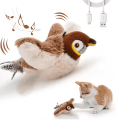 rechargeable interactive flapping bird cat toy interactive cat toy with chirping sounds & catnip pocket