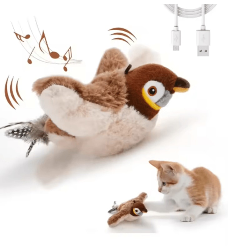 Rechargeable Interactive Flapping Bird Cat Toy Interactive Cat Toy With Chirping Sounds Catnip Poc 0