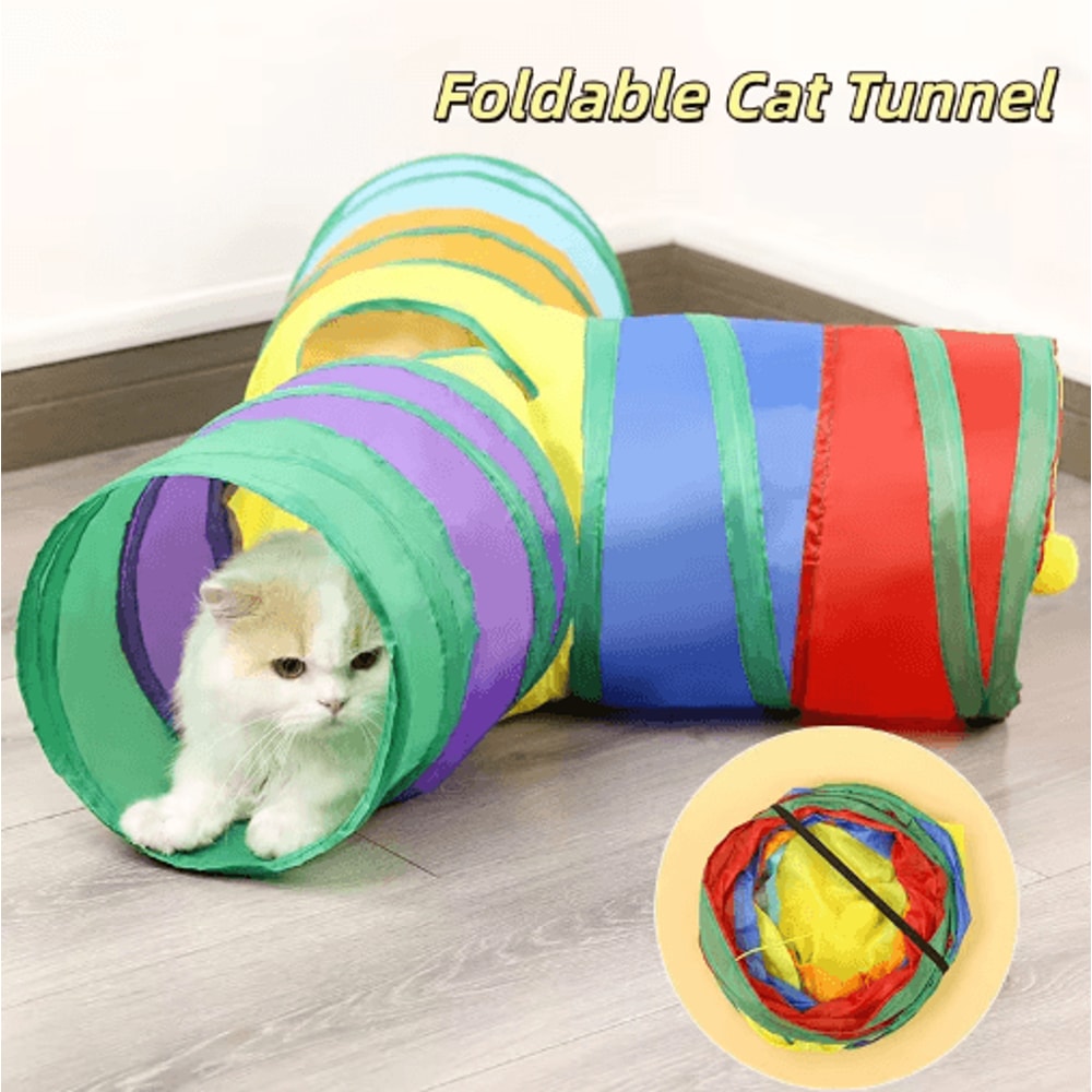 Collapsible Cat Tunnel Play Tube Cat Tunnel For Indoor Outdoor Exercise Hiding Interactive Play 17