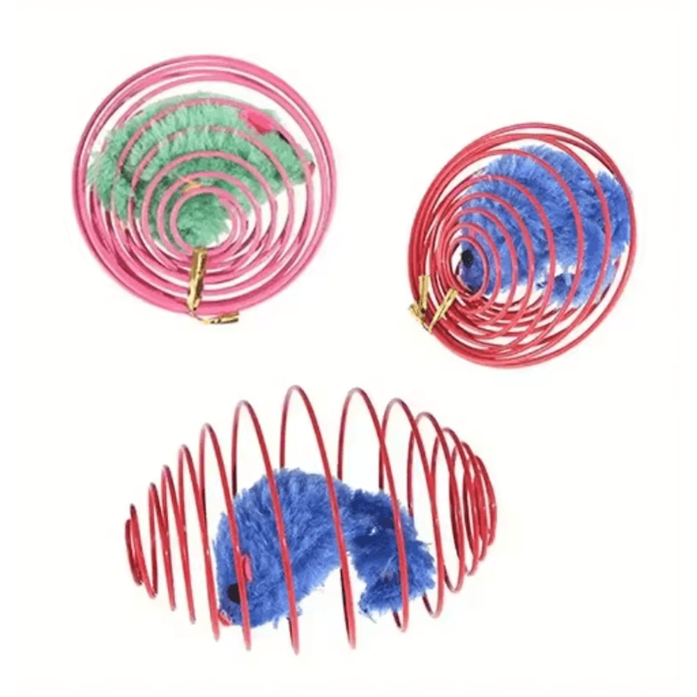 Interactive Cat Toy Ball Spring Set Cat Toy Balls For Chasing Hunting Active Play 1