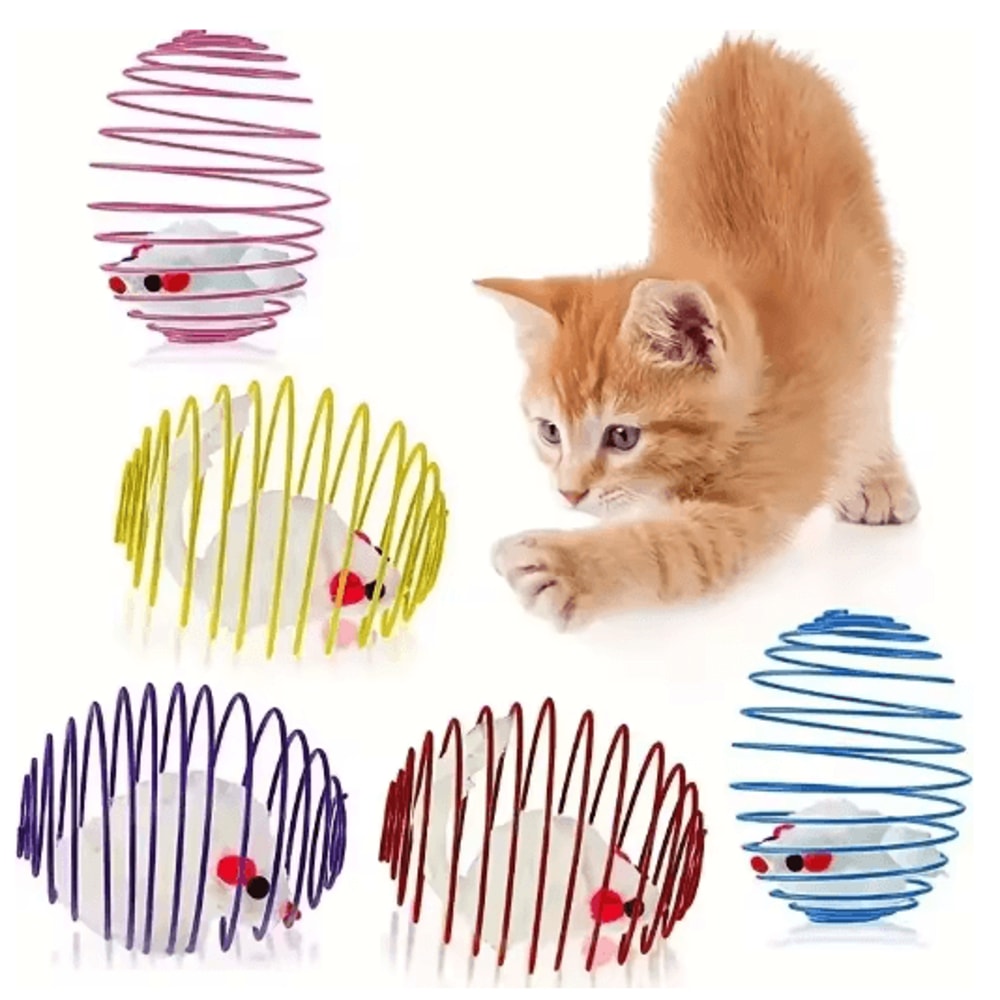 Interactive Cat Toy Ball Spring Set Cat Toy Balls For Chasing Hunting Active Play 6