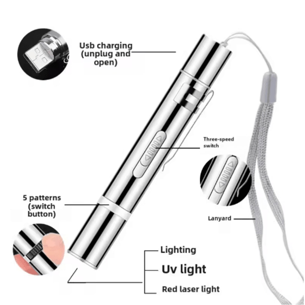 Multifunction Laser Cat Toy Pen Laser Cat Toy With Interactive Light Patterns For Indoor Play 5