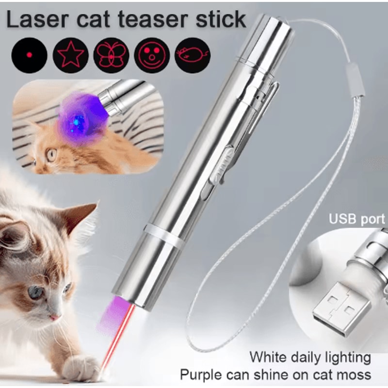 Multifunction Laser Cat Toy Pen Laser Cat Toy With Interactive Light Patterns For Indoor Play 0
