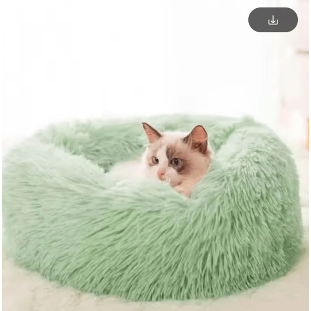 Round Plush Cat Bed Cat Bed With Semi Enclosed Design For Warmth Comfort Secure Sleep 1