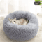 Round Plush Cat Bed Cat Bed With Semi Enclosed Design For Warmth Comfort Secure Sleep 3