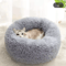 Round Plush Cat Bed Cat Bed With Semi Enclosed Design For Warmth Comfort Secure Sleep 3