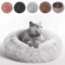 Round Plush Cat Bed Cat Bed With Semi Enclosed Design For Warmth Comfort Secure Sleep 0