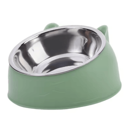 elevated stainless steel cat feeding bowl cat bowl with ergonomic inclined design for comfortable eating
