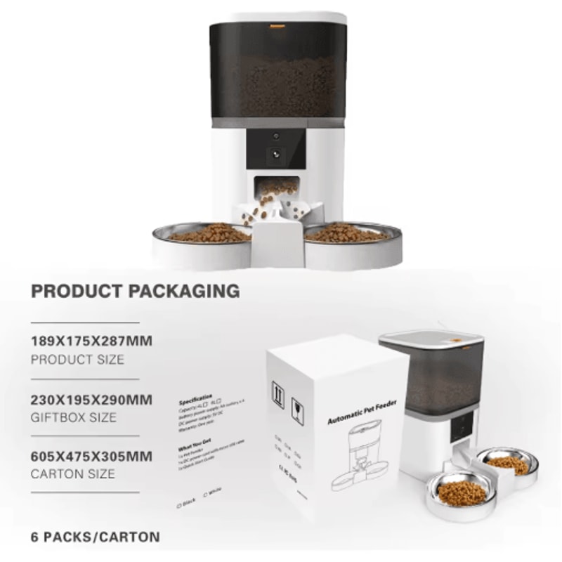 Smart Automatic Pet Feeder With Camera Automatic Cat Feeder With Timed Feeding HD Monitoring Dual 6