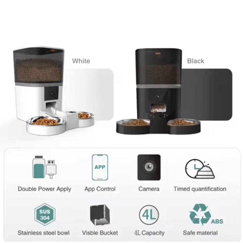 Smart Automatic Pet Feeder With Camera Automatic Cat Feeder With Timed Feeding HD Monitoring Dual 8