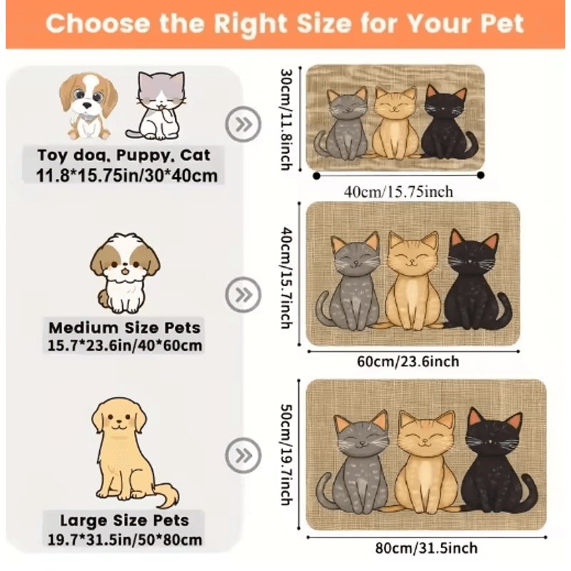 1pc NonSlip Cat Pattern Pet Feeding Mat Leakproof Easy To Clean Waterproof Surface To Prevent Stain 5