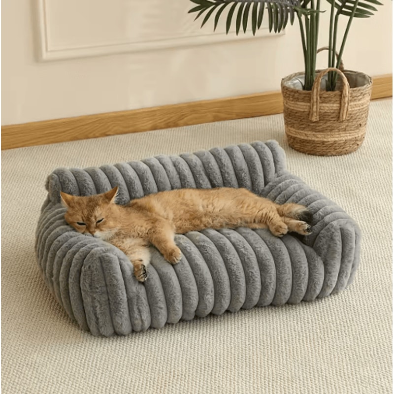 Cozy Striped Cat Sofa Bed Cat Sofa Bed For Small To Medium Cats With Soft All Season Comfort 2