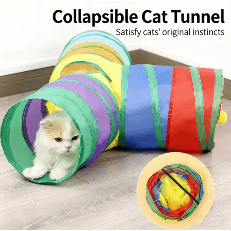Collapsible Cat Tunnel Play Tube Cat Tunnel For Indoor Outdoor Exercise Training Interactive Fun 0