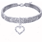 ThreeRow Rhinestone Pet Collar Rhinestone Pet Collar For Cats Dogs With Elegant Heart Charm Design 2