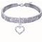 ThreeRow Rhinestone Pet Collar Rhinestone Pet Collar For Cats Dogs With Elegant Heart Charm Design 2