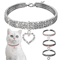 ThreeRow Rhinestone Pet Collar Rhinestone Pet Collar For Cats Dogs With Elegant Heart Charm Design 0