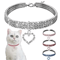 ThreeRow Rhinestone Pet Collar Rhinestone Pet Collar For Cats Dogs With Elegant Heart Charm Design 0