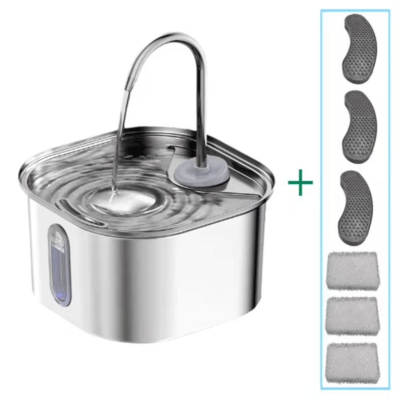 Stainless Steel Automatic Pet Water Fountain Cat Water Fountain With Ultra Quiet USB Pump Fresh Wa 2