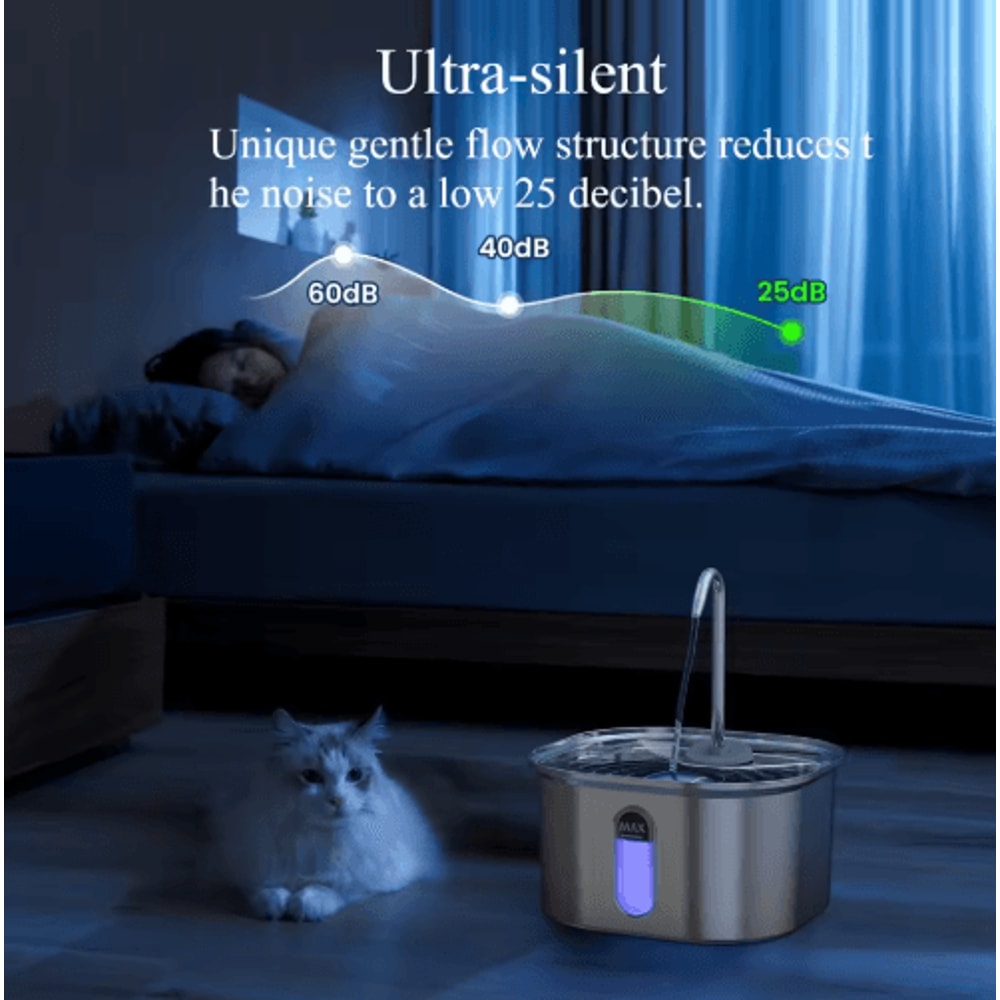 Stainless Steel Automatic Pet Water Fountain Cat Water Fountain With Ultra Quiet USB Pump Fresh Wa 7