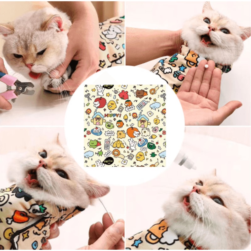 Cat Swaddle Wrap Restraint Blanket Cat Grooming Wrap For Safe Medication Nail Trimming StressFree 5