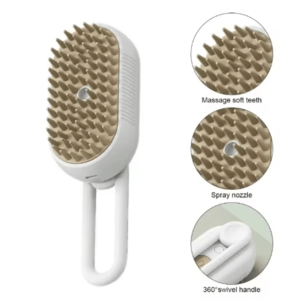 3in1 Electric Steam Pet Grooming Brush Pet Grooming Brush With Spray Massage Deshedding Function 7