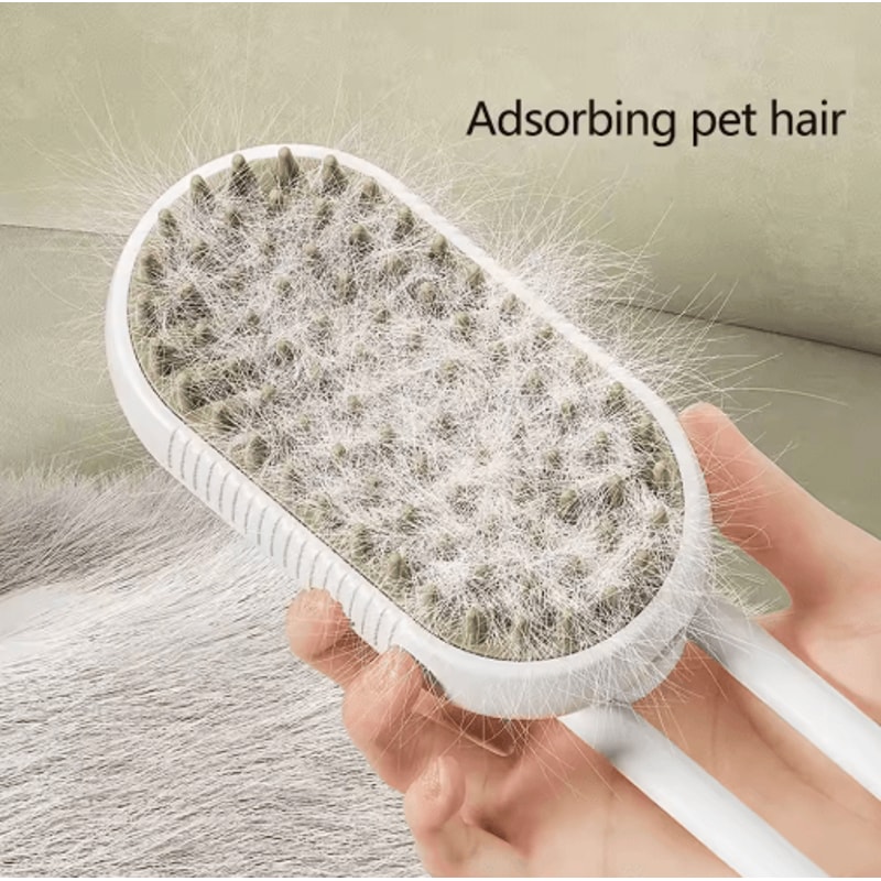 3in1 Rechargeable Steam Pet Grooming Brush Pet Grooming Brush With Spray Massage Deshedding Techno 3
