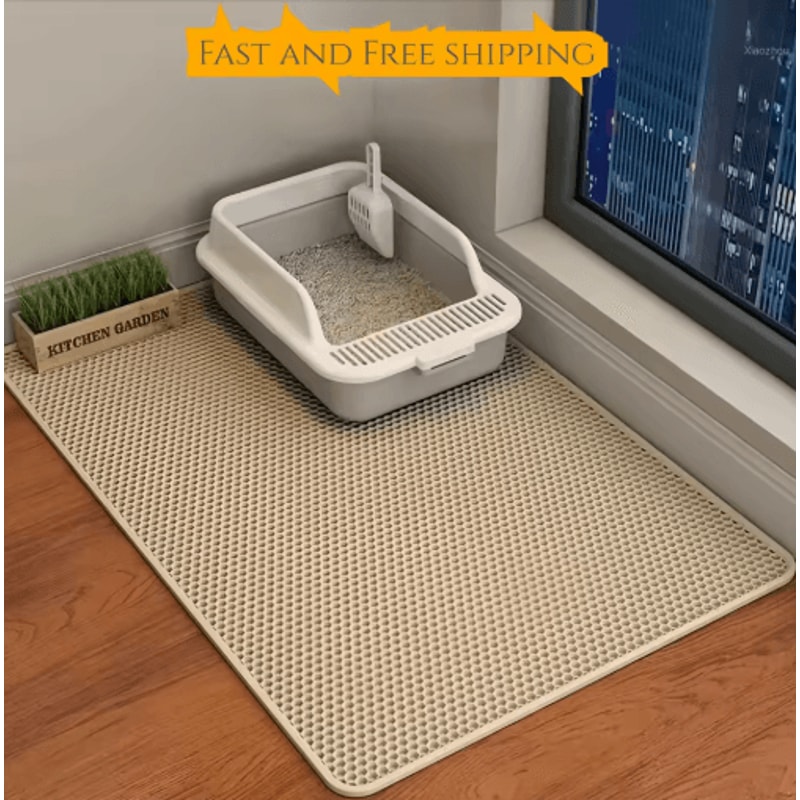DoubleLayer Waterproof Cat Litter Mat Cat Litter Mat With NonSlip Design For Cleaner Floors 1