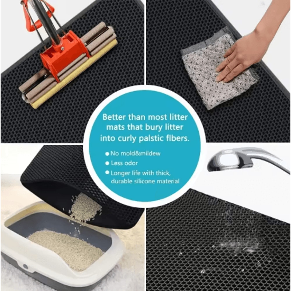 DoubleLayer Waterproof Cat Litter Mat Cat Litter Mat With NonSlip Design For Cleaner Floors 6