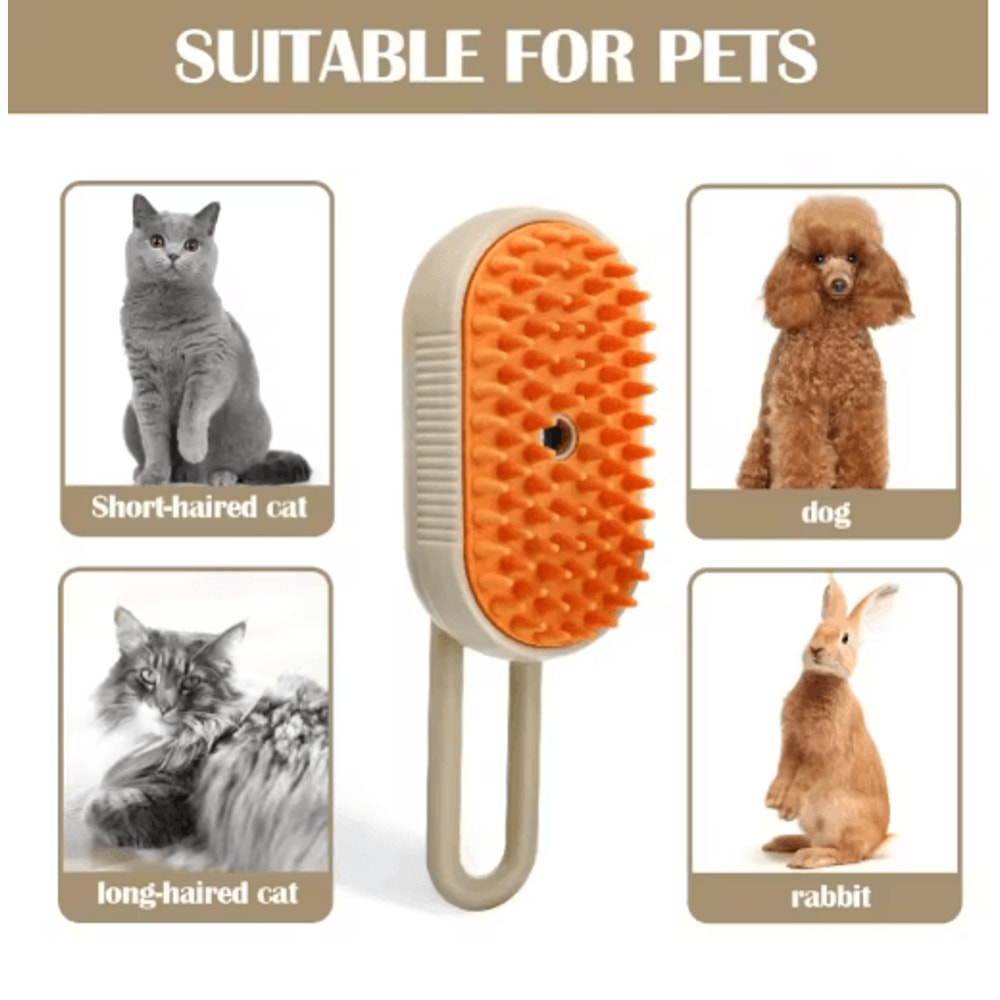 3in1 Steam Cat Grooming Brush Steam Cat Brush With Spray Massage Pet Hair Removal 3