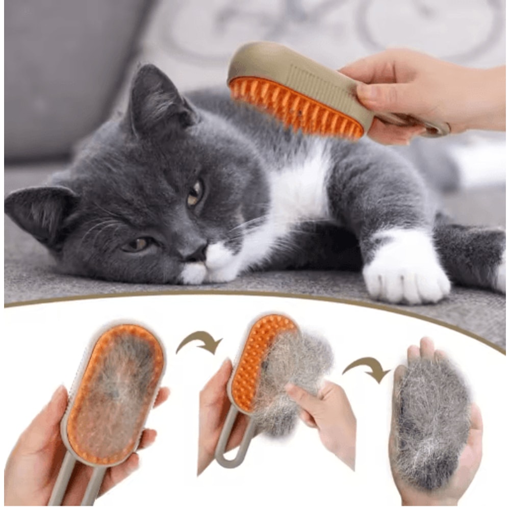 3in1 Steam Cat Grooming Brush Steam Cat Brush With Spray Massage Pet Hair Removal 5