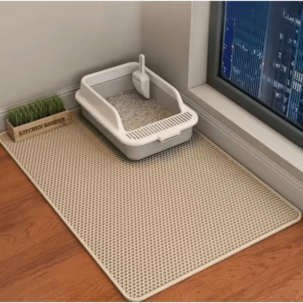 Large Honeycomb Cat Litter Mat Cat Litter Mat With DoubleLayer Waterproof Design For Cleaner Floors 2