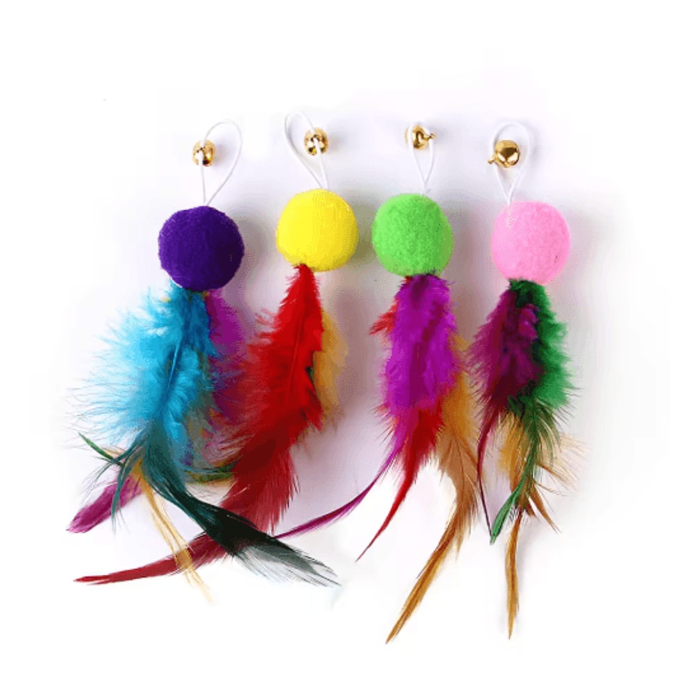 9Pack Feather Replacement Cat Toy Set Feather Cat Toy Refills For Interactive Wand Fishing Rod Toy 3