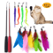 Retractable Feather Cat Teaser Wand Cat Teaser Wand With Colorful Feathers Bells Extendable Fishin 1