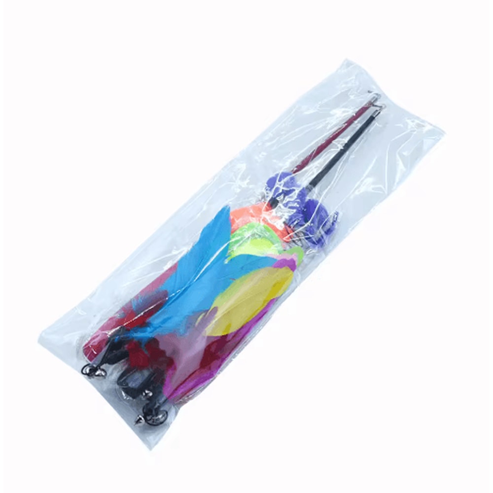 Retractable Feather Cat Teaser Wand Cat Teaser Wand With Colorful Feathers Bells Extendable Fishin 2